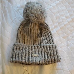 Calvin Klein Gray Knit Pom-Pom Beanie